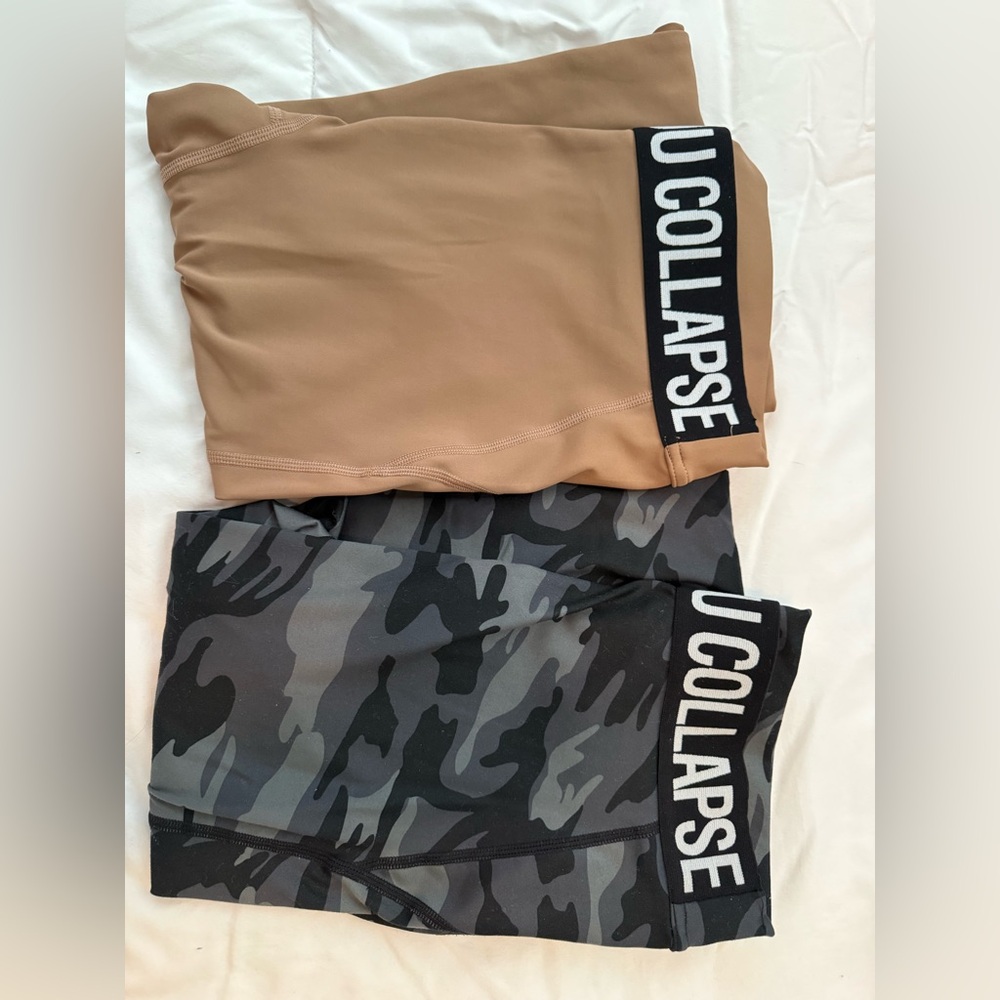 Til You Collapse Leggings - Tan and Gray Camo